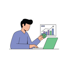 Vector of a person analyzing finances