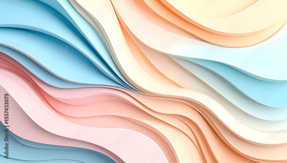Poster abstract textured waves in pastel colors with flowing forms and gradients