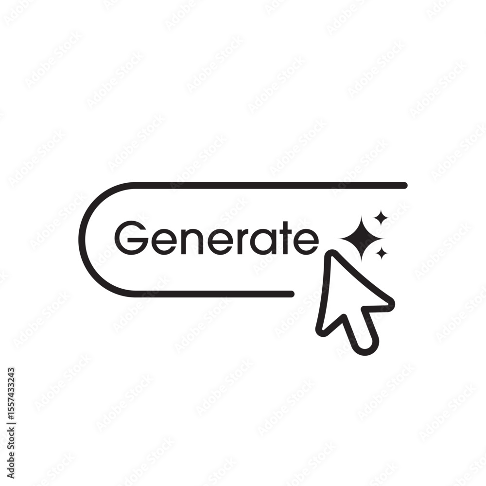 Poster Click the button to generated AI. AI tool for Creating images, videos, audio, search and data by AI. Artificial intelligence symbol element for apps and web. Vector illustration.