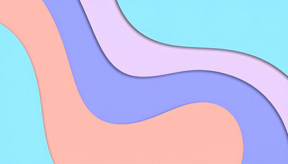 Abstract wave shapes in pastel colors on a blue background