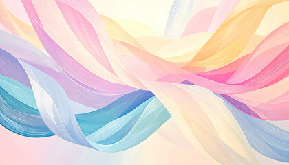 Abstract flowing ribbons in soft pastel colors