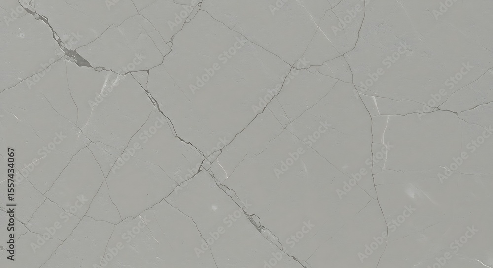 Poster close-up view of a grey surface with intricate, branching cracks and subtle veining patterns through