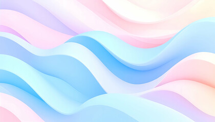 Colorful abstract waves in soft pastel shades of pink and blue