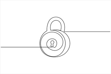 Continuous line padlock illustration simple secure lock outline vector isolated on white background