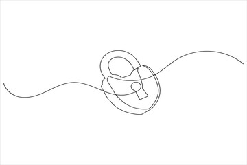 Continuous line padlock illustration simple secure lock outline vector isolated on white background