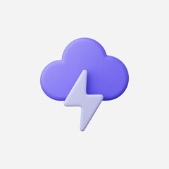 3d Realistic Cloud with Lightning icon vector Illustration