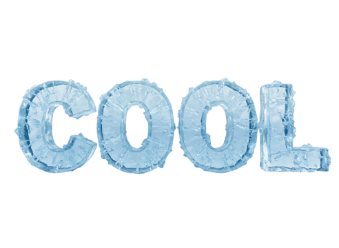 The word cool spelled out with realistic ice letters isolated on transparent background - Powered by Adobe