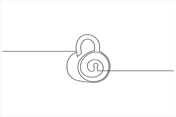 Continuous line padlock illustration simple secure lock outline vector isolated on white background