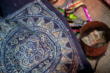 Fabrics, traditional Vietnamese drawing in the north of Vietnam in the village of Sapa