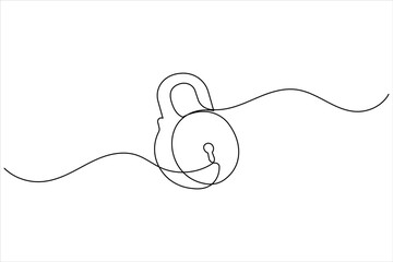 Continuous line padlock illustration simple secure lock outline vector isolated on white background