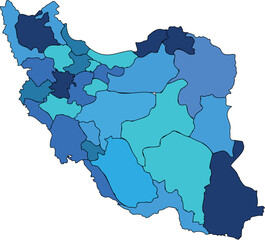 Obraz premium Blue Map of Iran Vector Illustration