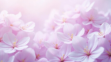 Beautiful light purple floral blurred background, soft focus. Delicate flowers close-up in sunlight, petals texture. Wallpaper, template.