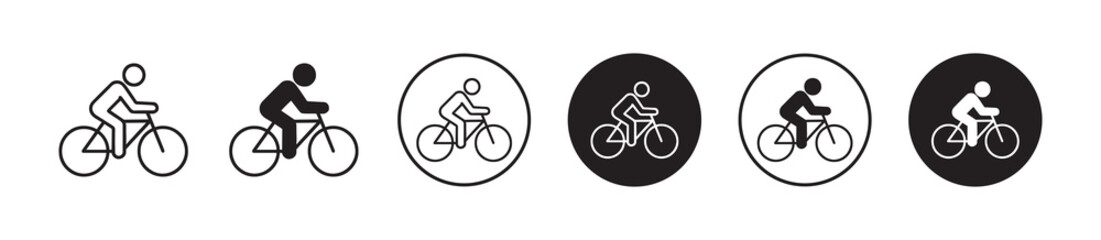 Man on bicycle icon set ,  a cyclist riding a  bicycle icon , vector illustration .