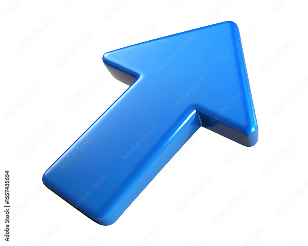 Poster a glossy blue upward pointing arrow isolated on transparent background