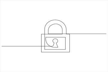 Continuous line padlock illustration simple secure lock outline vector isolated on white background