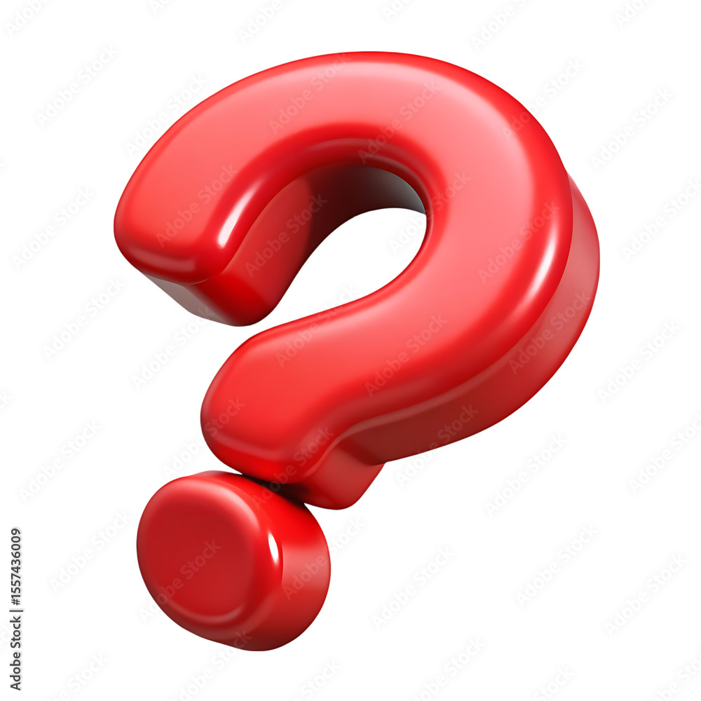 Poster shiny red question mark symbol isolated on transparent background