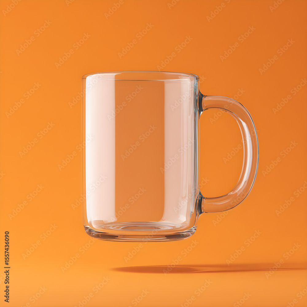 Poster blank mockup of a floating mug with transparent background for easy overlay