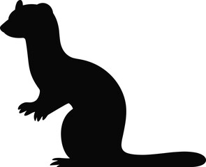 Standing Weasel Silhouette Vector Illustration, Cute Wild Animal Clipart, Nature Wildlife Art, Weasel Drawing Design for Logo and Decor