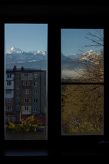 View from the window to the mountains