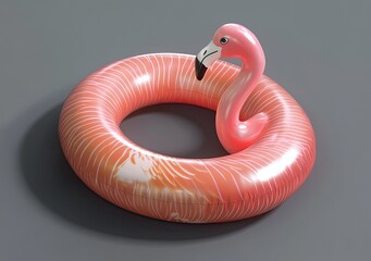 Fototapeta premium Pink flamingo inflatable pool ring (1)