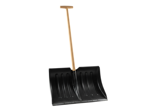 A black snow shovel with a wooden handle isolated on transparent background - Powered by Adobe