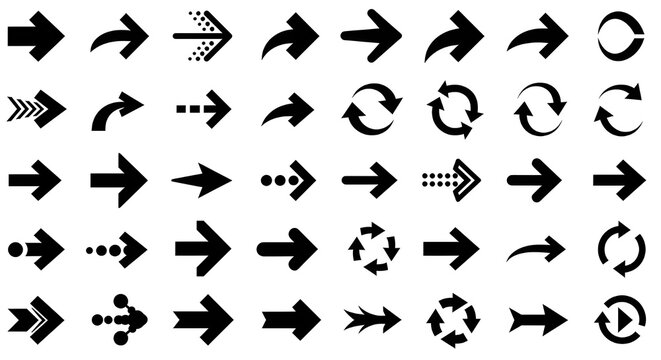 Flechas de 100 iconos negros.