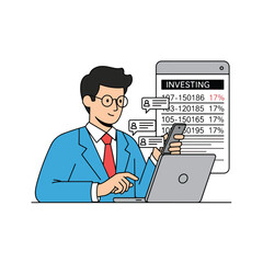 Vector of a person investing online