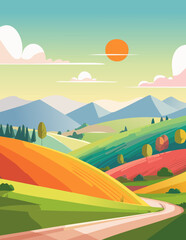 Obraz premium Landscape abstraction sun colorful