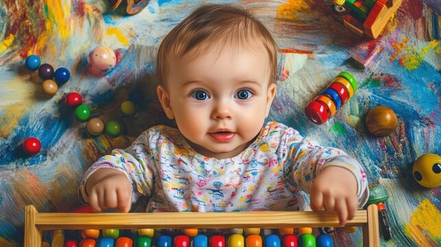 Baby kids toys frame on background, Toy many colorful educational wooden. play, Top view, executive function, kid, skill, education, intelligence quotient, emotional quotient, childhood, development