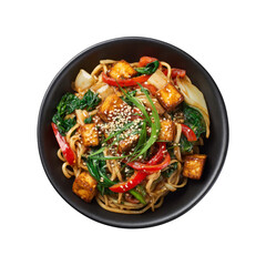 Delicious Tofu and Udon Noodles Stir-Fry with Vegetables