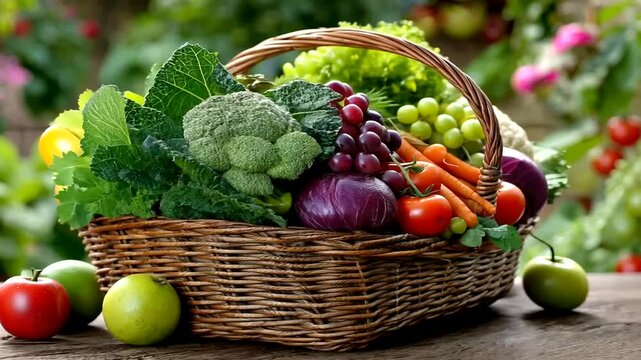 Fresh Bounty of Organic Vegetables and Fruits Display