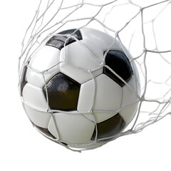 Goal Stunning Soccer Ball in Net  Professional Sports Photography white background against transparent Background
