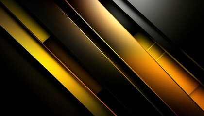  abstract metallic blade shapes with glowing yellow orange gradient on black background for tech branding or digital wallpaper design