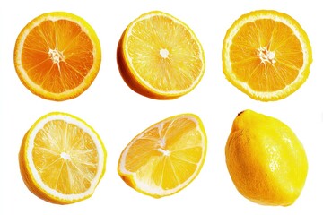 Collection of  lemon slice isolated on white background