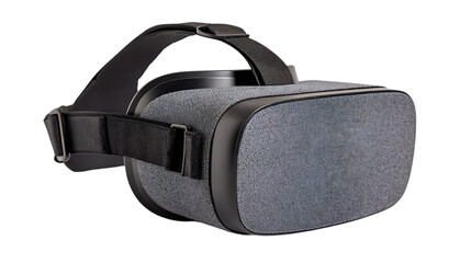 Close up of a virtual reality headset on a black isolated background on transparent background