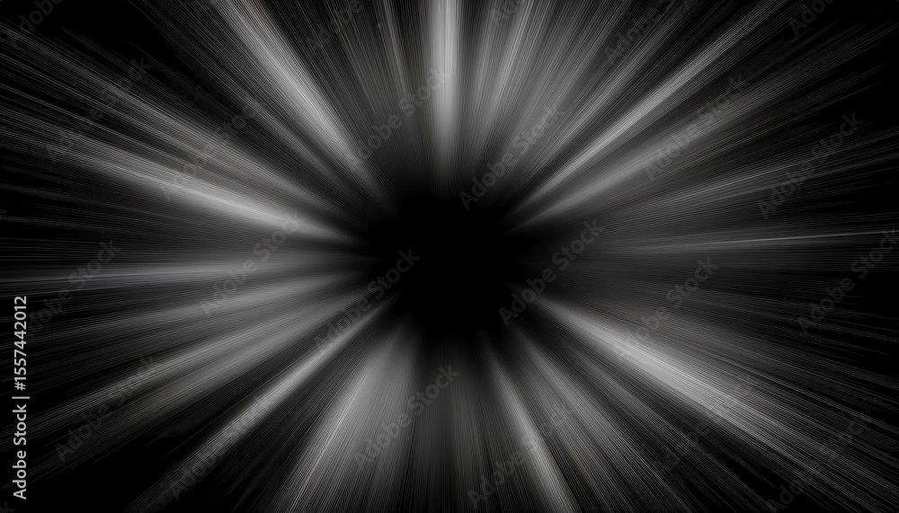 Poster abstract radial light burst in monochrome with motion blur perfect for sci fi backgrounds or dynamic