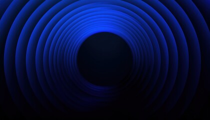  abstract blue concentric tunnel with gradient radial rings and dark center for tech branding or digital wallpaper use