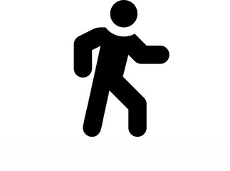 Walking figure illustration shows movement and direction in a simple and iconic way on a white...