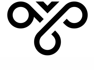 Dynamic black and white graphic embodies infinity and connection with fluid curves and a minimalist...