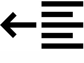 Interface navigation element displays an arrow pointing left with horizontal lines for the menu...