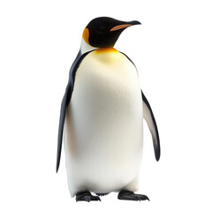 Emperor penguin standing upright with vibrant colors and a smooth texture, cutout isolated on transparent bg, png
