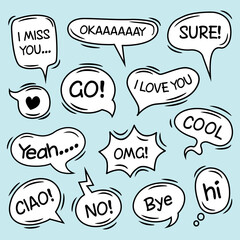 collection of speech bubbles with text expressions