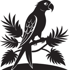 Parrot on Perch or tree branch Silhouette – exotic touch