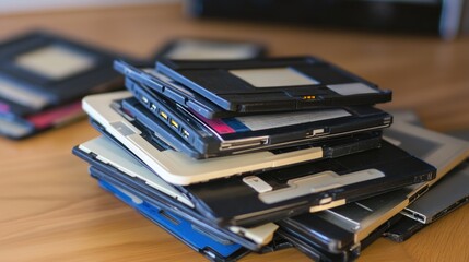 Stack of old hard drives
