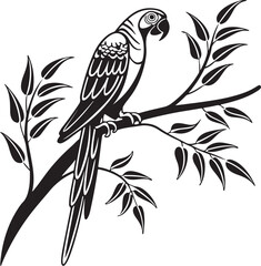 Parrot on Perch or tree branch Silhouette – exotic touch