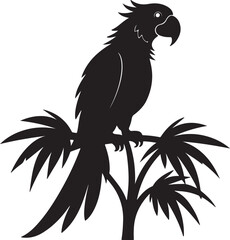 Parrot on Perch or tree branch Silhouette – exotic touch
