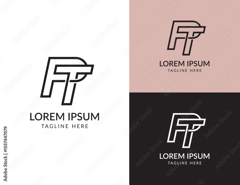 Fototapete modern pt logo design icon. monogram letter tp or pt logo design template vector