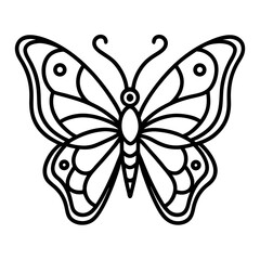Butterfly  line art vector icon on white background.