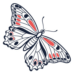 Butterfly  line art vector icon on white background.