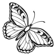 Butterfly  line art vector icon on white background.